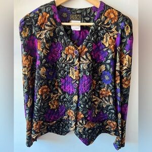 Algo Vintage Quilted Floral Blazer 13/14